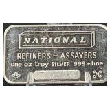 1 Oz. Fine Silver 'national Assayers' Bar
