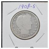 90% Silver 1908-s Barber Half Dollar