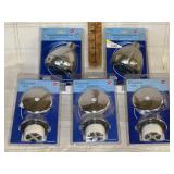 (2) deluxe five function shower heads (3) l