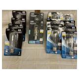 Assortment of 40 watt bulbs (frosted, clear, and