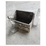 Wood box / Vtg. glass bottles
