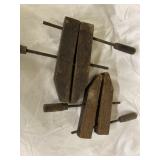 2 Vintage Jorgensen Wood Hand Screw Clamps