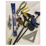 Clamps, Square, Pry bar, Blow Gun, Pliers