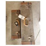 2 Vtg leather trimmed suitcases