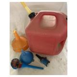 5 Gallon  Fuel Can, 4 Assorted Funnels