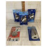 (3) 5 function shower heads, (1) tub spout , (1)