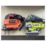 (2) jigsaws (1) BLACK AND DECKER (1) RYOBI