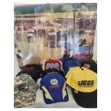 13 vintage hats/ indy 500 poster