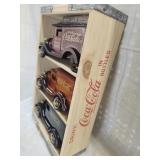 3 vintage Coca-Cola wooden delivery trucks display