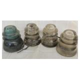 4 Vtg Glass Insulators