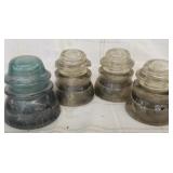 4 Vtg Glass Insulators