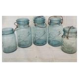 5 Vtg Ball Jar  4 with metal closures