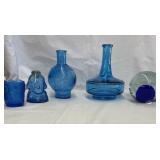 Vtg blue glass bottle decanter