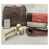 Antique brown leather purse/ comoy's grand slam