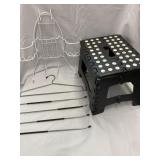 Folding Step Stool, Shower Caddy, Trouser Hanger