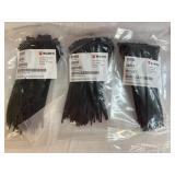 3 pkgs of Zip Ties, 8' long 100 pieces per bag