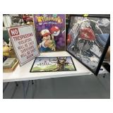 Harley Davidson framed puzzle Pokémon poster,