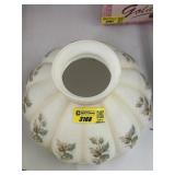 Milk glass lampshade with floral paintings