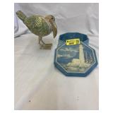 Vtg soapstone trinket box and a pretty bird