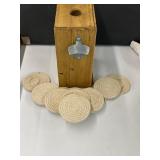 (12) coasters and a bottle opener