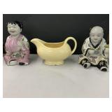 Pair of Vtg he he twins and a Vtg fiesta gravy