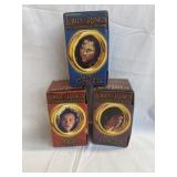 3 LOTR Glass Collectors Goblets w/light up bases