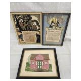 Vtg Motto poem/ Vtg. Embroidery  House