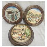 Vtg Wood carved Christmas wall plates by Anri