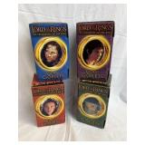 4 LOTR Glass Character Goblets w/light up bases