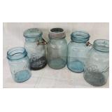 5 Vtg  mason Ball jars