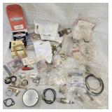 Vtg brass padlock/ fuel shut off valve/ car hood