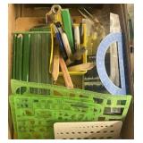 Pencils protractors and clipboards