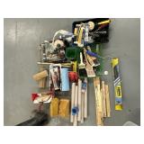 Tote full of painting supplies