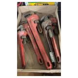 Assortment of pipe wrenches- husky and others