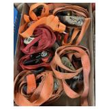 Ratchet straps, red and orange