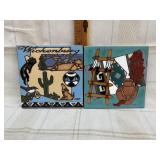 Vintage Earth Tones Hand Painted Ceramic Tiles