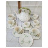 Vtg. Belleek Shamrock Pottery  Tea Set