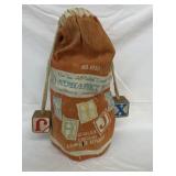 Vintage Wooden Alphabet Blocks in Cloth Bag
