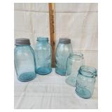 5 Vtg Ball mason jars