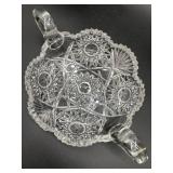 Vintage Cut Glass Double Handle Candy Dish