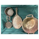 (4) different types of Vtg cast iron cookware