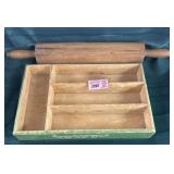 4 Wooden Silverware Divider And Rolling Pin