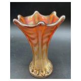Vintage Marigold Carnival Glass Vase 5'H