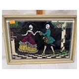 Vintage Victorian Reverse Glass Painting with
