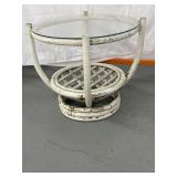 Small wicker style glass table