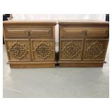 Pair of heavy wooden nightstands