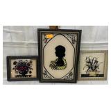 3 Reverse Painted Silhouette Pictures with