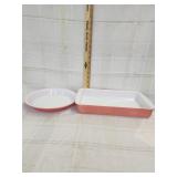 Vtg Pyrex Flamingo pink casserole dish/ Vtg P