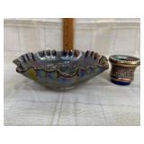 Vintage Carnival Glass - Windmill Ruffled Bowl &