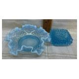 Vintage Fenton - Blue Opalascent Hobnail Ruffled